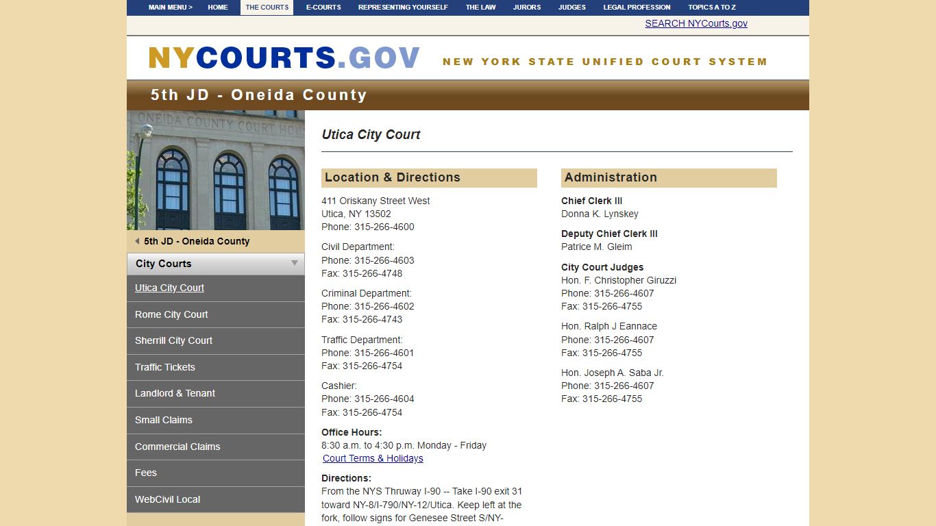 Utica City Court | NYCOURTS.GOV - Judiciary of New York